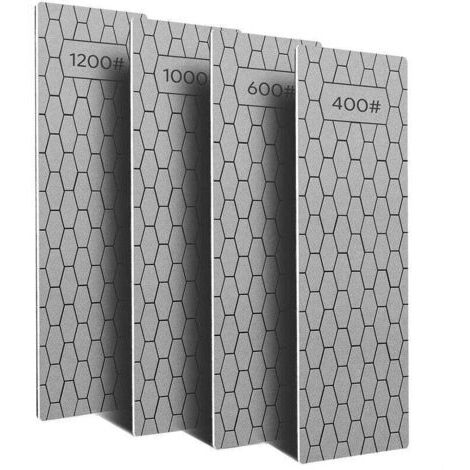 Ensemble de 4 plaques d'affûtage diamantées, pierres d'affûtage diamantées en nid d'abeille, avec des grains de 400/600/1000/1200 respectivement.