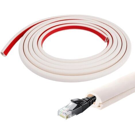 3M Goulotte Passe Cable, Auto-adhésif Cache Cable TV Mural Demi-Rond en PVC Souple, Mini Goulottes de Câbles, Goulotte Electrique, Cache Cable Sol Flexible, pour Sol, Mural, TV, Bureau et Maison