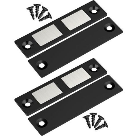 Ultra Mince Aimant Porte Placard Puissant 13Kg Jiayi Lot de 2 Loquet Magnétique pour Porte d'Armoire, Aimant Fermeture pour Porte Coulissant Aimant pour Placard de Cuisine, Tiroir, Meuble, Noir (1/5)