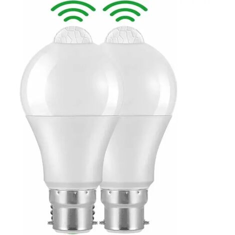 Ampoule Detecteur de Mouvement B22 Baïonnette LED, 12W, 1020lm, Blanc Froid 6000 K, CIR 85, étanches IP42 à économie d'énergie, non dimmable