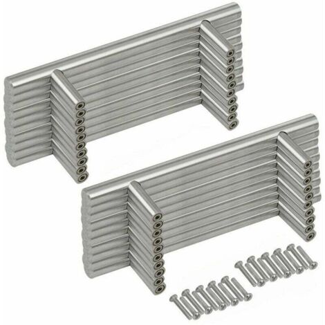 20PCS Poignée Bâton De Porte T- Bar Cuisine Porte Meuble Poignées Acier Inoxydable - Entraxe 96 mm