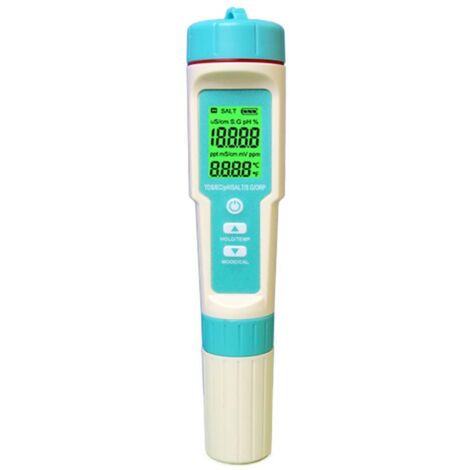 Tonchean – Ph-mètre 7 en 1 étanche – Mesure pH, salinité, TDS, ORP – Testeur de qualité de l'eau pour aquaculture et piscines