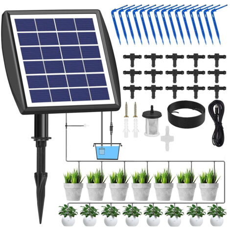 Kit d'irrigation goutte à goutte automatique énergie solaire Système D'arrosage Automatique de Jardin Avec Tuyau de 15M