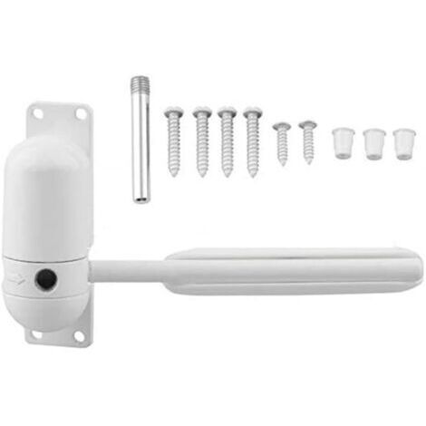 Ferme-porte à ressort automatique pour porte intérieure, fermeture automatique avec tige de réglage et vis pour porte de 10 à 60 kg (blanc)