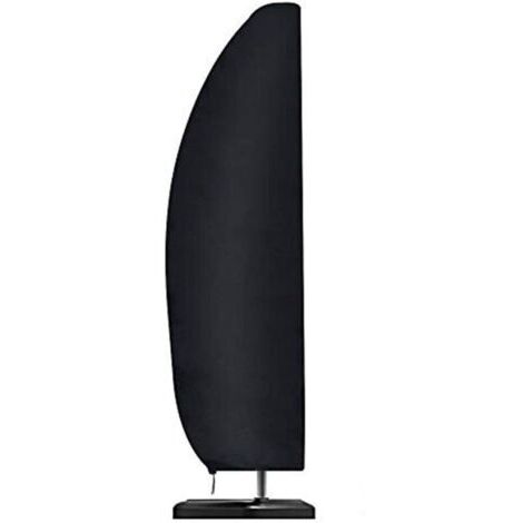 Housse de parasol déporté extra large, imperméable, coupe-vent et résistante aux déchirures, en tissu Oxford 210D, avec fermeture éclair (265 x 40/70/50 cm) - Noir