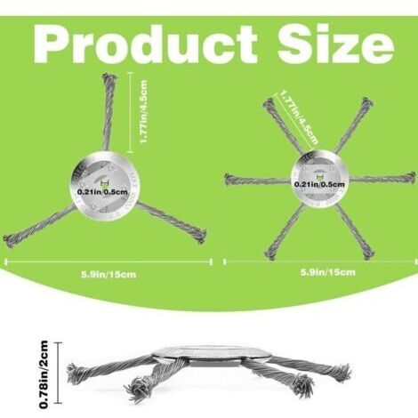 Lot de 2 têtes de coupe-bordures en fil d'acier de 15 cm, remplacement pour débroussailleuse électrique sans fil à batterie, coupe-herbe