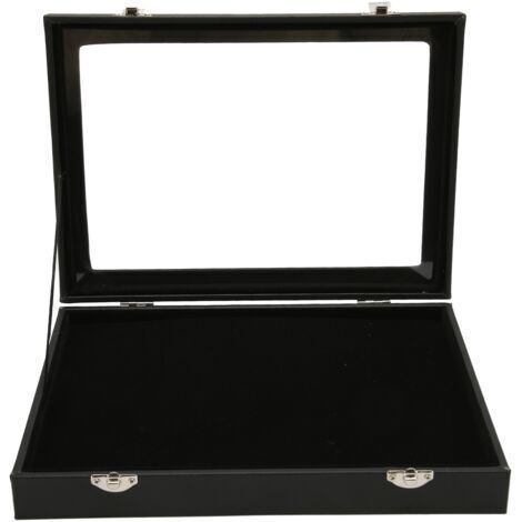 TONYSA Présentoir à broches, couvercle en verre Transparent anti-poussière, boîte de rangement pour badges avec boucle de verrouillage pour barre de broches, Collection de bijoux M