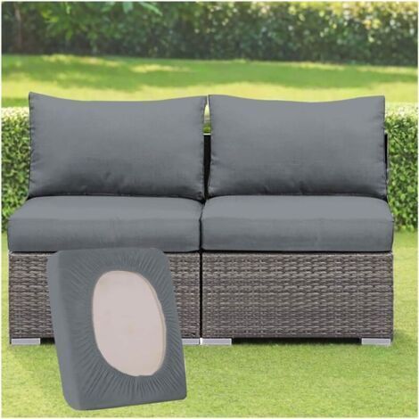 Housse De Coussin Exterieur Extensibles pour Salon De Jardin, Couleur Unie Housses de Coussin de Siège, Amovibles pour Intérieur et Extérieur, Terrasse Meubles (Gris,2PCs Length 50-65cm)