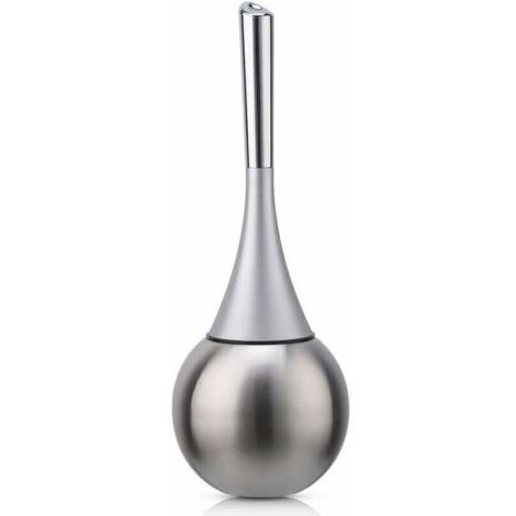 Porte-brosse WC autoportant en acier inoxydable finition brossée polie ensemble WC salles de bains (brosse incluse)-argent