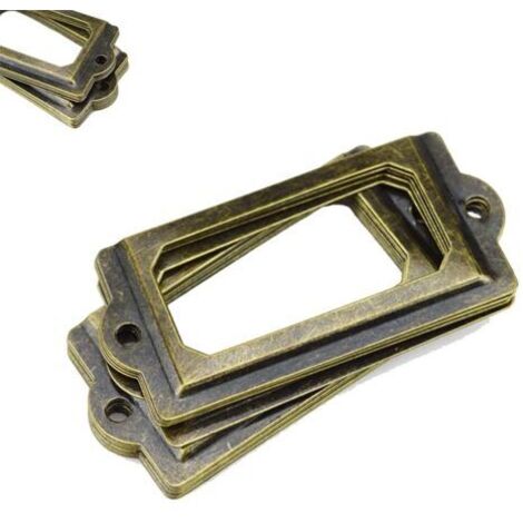 Cadre d'étiquette Porte-étiquette en métal Cadre d'étiquette en bronze Porte-étiquette vintage étiquettes de cadre d'armoire Porte-cadre de carte avec