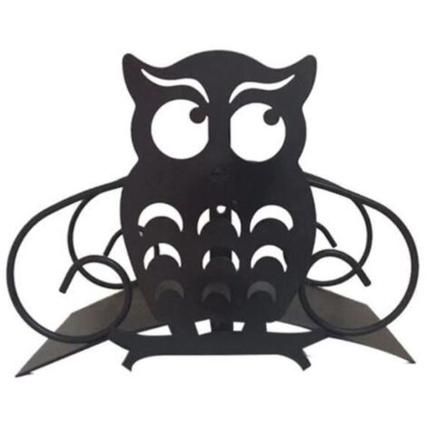 Support mural pour tuyau d\'arrosage - DEVIDOIR - Hibou - Métal solide - 27x20cm - Noir