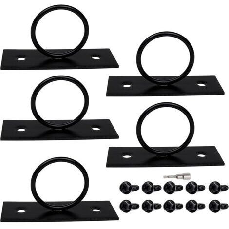 Support de corde en acier inoxydable 304 noir – 5,1 cm de long pour support d'anneau pour extérieur pour accessoires, terrasse, marina et jardin (1/5)