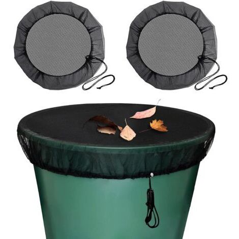 2 Pcs Filet pour Citerne de Pluie, Filet de Protection pour Tonneau de Pluie avec Cordon de Serrage, Filet de Protection Réglable, Protection Contre Les Moustiques et Les Feuilles (1/5)