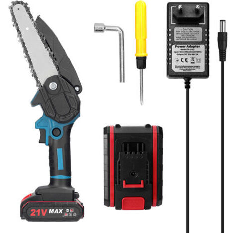 Tonysa – Mini tronçonneuse électrique sans fil 21V avec 2 batteries 1200 mAh – Longueur de guide 6 pouces – Moteur à balais pour coupe précise