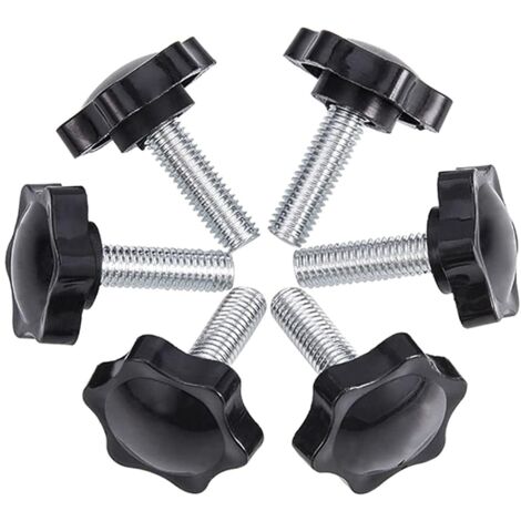 Tonchean – Lot de 6 vis à oreilles M8 – Acier au carbone avec tête en plastique – 50mm longueur, 44mm diamètre – Filetage étoile pour ajustement facile (1/5)