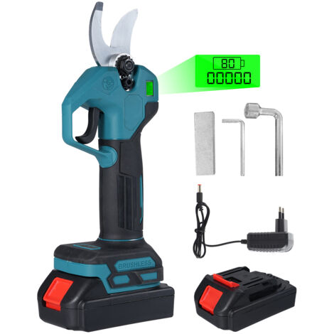 TONYSA Sécateur Électrique Sans fil, 30mm Secateur Electrique, Sécateur électrique avec Écran avec 2 Batteries de 1300mAh pour la taille, le jardinage, les arbres fruitiers et le vignoble Ciseau