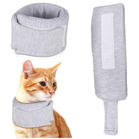 Collerette Chat, Collerettes pour Chat Chiens, Collerette Réglable pour Chat, Doux Collerette Chat,Tour de Cou 26-33 CM, L, Gris (1/4)