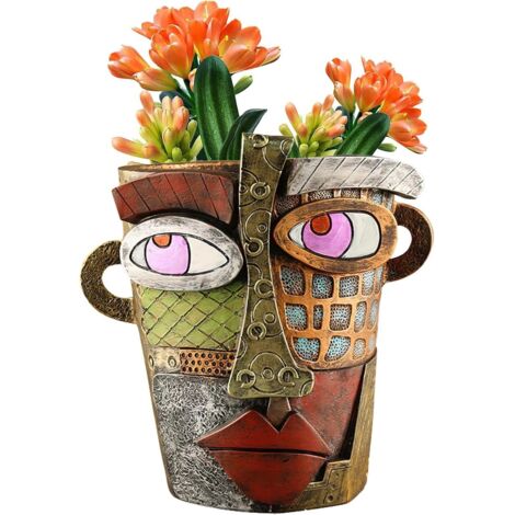 Jardinières de plantes abstraites en forme de visages, jardinières de plantes uniques pour l'intérieur, jardinières de plantes amusantes en forme de visages, jardinières de plantes colorées pour tuind (1/5)