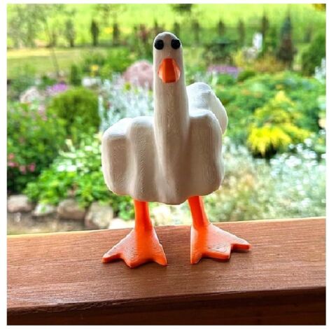 Statue de canard drôle de doigt d'honneur, décoration de maison originale, statue de jardin mignonne, cadeau de doigt d'honneur, cadeau de bureau drôle, décoration de bureau, statue de jardin, statue (1/5)