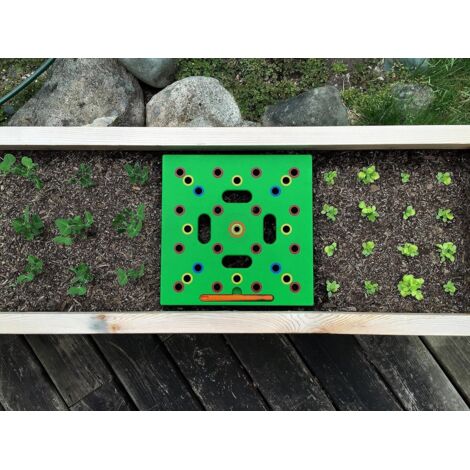 Outil pour déterminer l'espacement entre les graines et les semis - idéal pour récolter des plantes plus grandes, mieux organisées et moins de mauvaises herbes - modèle de jardin codé par couleur (1/5)