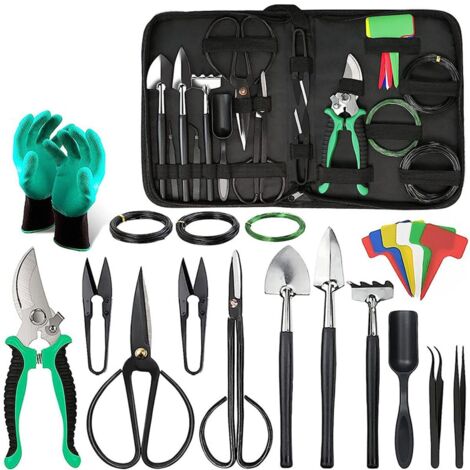 Ensemble d'outils 24 pièces, convient aux débutants, ensemble de bonsaï, outils pour la mise en forme et l'entretien du bonsaï, ensemble d'outils de jardin pour bonsaï. (1/5)