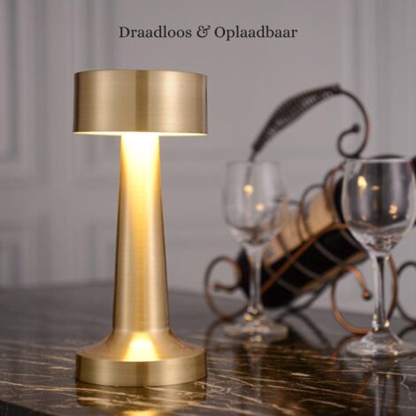 Lampe de table rechargeable DreamGoods - Sans fil - Rechargeable - Dimmable - 3 Modes d'éclairage - Sur piles - Batterie - Tactile - Lampe de bureau - Lampe de lecture - Lampe d'ambiance - Décoration  (1/5)