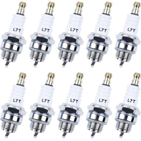 Convient pour bougie d'allumage L7T pour NGK BPMR7A - Pack de 10 bougies d'allumage pour Champion CJ8 RCJ6Y RCJ7Y Plus de bougies d'allumage Adofol pour tronçonneuse 2 temps Stihl 017 018 MS170 MS180 (1/5)