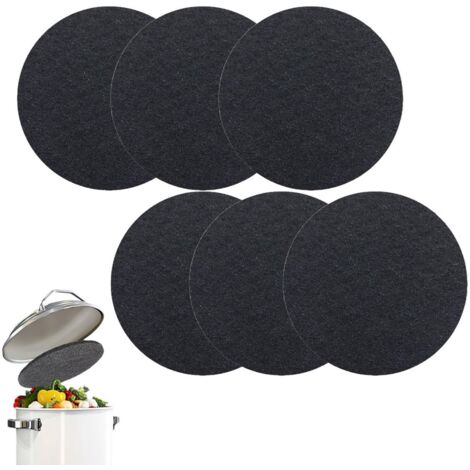 Lot de 6 filtres à compost ronds pour cuisine, filtres à charbon actif pour poubelles à déchets alimentaires, filtre de remplacement pour compost anti-odeurs pour poubelles de recyclage, 1 cm d'épaiss (1/5)
