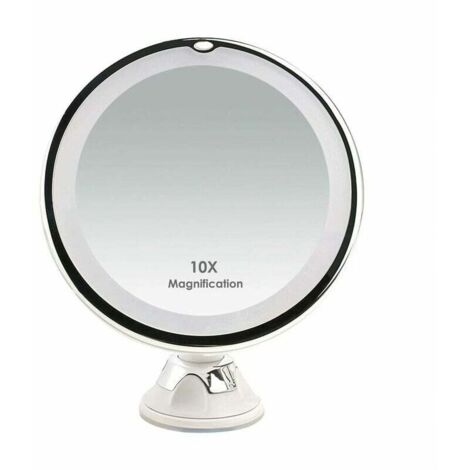 10x Miroir grossissant Miroir de maquillage éclairé par LED de voyage avec ventouse Miroir grossissant mural Miroir sur pied rotatif à 360 ° Idéal pour le rasage et le maquillage (1/5)