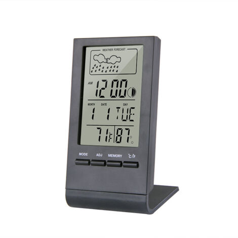 Station météo sans Fil, Thermomètre Hygromètre Baromètre Intérieur Extérieur, Horloge Numérique Réveil avec capteur extérieur Affichage Heure Date Jour Phase de Lune（Noir） (1/3)