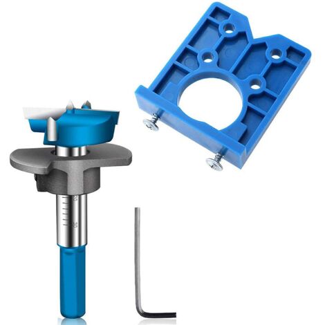 Gabarit de Perçage Charniere Invisible 35 mm Ouvre Trou de Charnière Localisateur (Bleu)