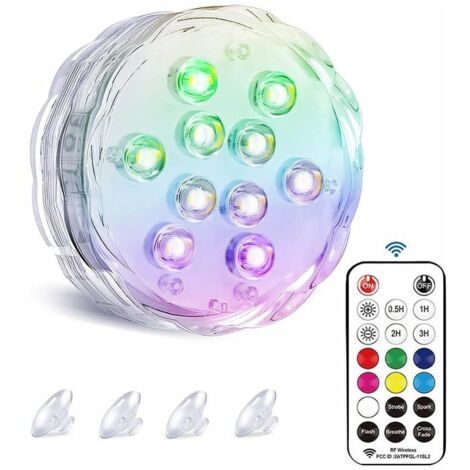 Green Mobility-jardin piscine Lumière LED Submersible, IP68 Aimant Lampes Sous-Marines, RGBW Changement Contrôlé par Télécommande , pour Aquarium, Base de Vase, Étang, Sol de Piscine(1 Paquet) (1/5)
