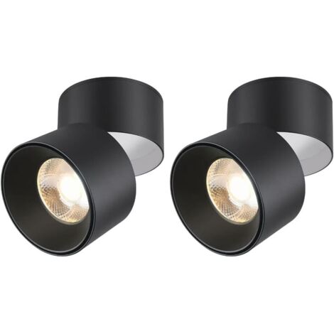 2PCS Spots de plafond Spot en Saillie Orientable 7W LED Spots de Plafond Plafonnier Aangle Réglable Applique de Plafond Lampe COB,Rotative à 360 ° (Blanc Chaud 3000k) (1/5)