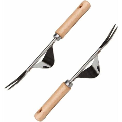 2 Pièces Outils de Fourche de Jardin, Adélala Outil de Jardin pour Désherbeur Manuel en Acier Inoxydable, Outils de Désherbage Manuels, pour Jardin, Parcelle de Légumes, Herbe, Petit Pot de Fleur, Etc (1/5)