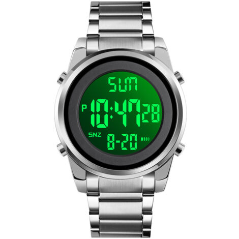 Montre connectée pour homme, double fuseau horaire, affichage date/semaine, alarme, éclairage LED, étanche 3ATM, bracelet élégant pour travail, vie quotidienne ou cadeaux masculins (1/5)