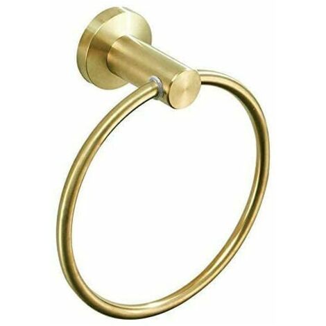 Anneau Porte-Serviette Fixation Murale Rond en Acier Inoxydable 304 pour Salle de Bain ou Cuisine Support-Serviette Dorée de Douche Accessoir de Salle de Bain 16 cm (1/5)