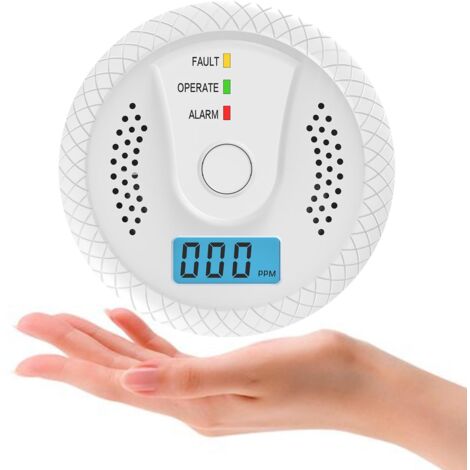 Detecteur Monoxyde Carbone,Détecteur De Monoxyde De Carbone avec Affichage Numérique Et Alarme Sonore De 75 DB, Alimenté par Batterie, Convient en Accord avec la Norme EN50291