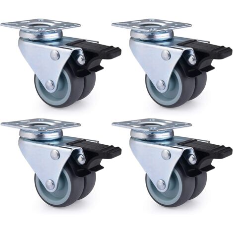 Lot de 4 Roulettes Pivotantes Ultra-résistantes avec Frein d’arrêt pour Meubles Capacité 600 kg (1/5)