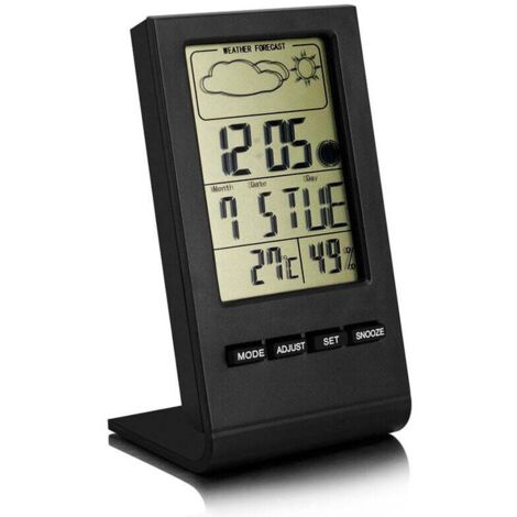 Forehill – Station météo électronique avec grand écran LCD – Température et humidité intérieures/extérieures – Prévisions météo – Alarme gel