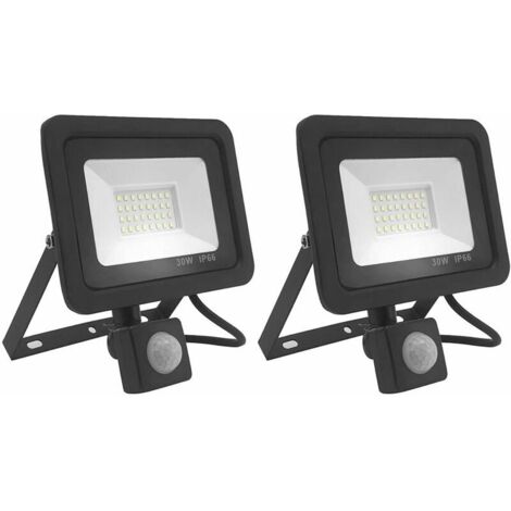 Lot de 2 Projecteur LED 30W avec Détecteur de Mouvement, 2700LM, 6000K, IP66 Etanche, Spot Projecteur Extérieur à LED (1/5)