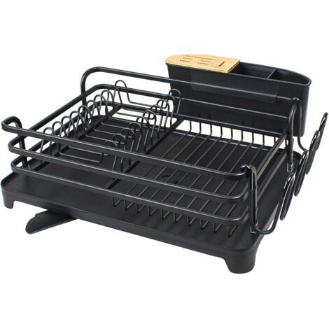 Égouttoir à Vaisselle en Aluminium avec Plateau Amovible, 41,9 x 29,9 x 13,4 cm, Noir (1/5)