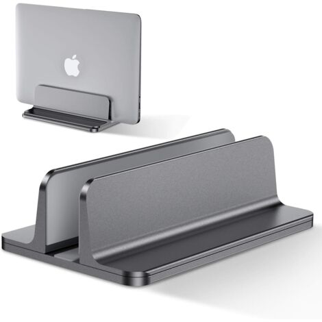 Support Ordinateur Portable Vertical, Support PC Portable en Aluminium Réglable Bureau Laptop Stand pour MacBook Pro/Air, iPad, Surface, HP, Lenovo, Tablette et Autre Laptops - Gris (1/5)