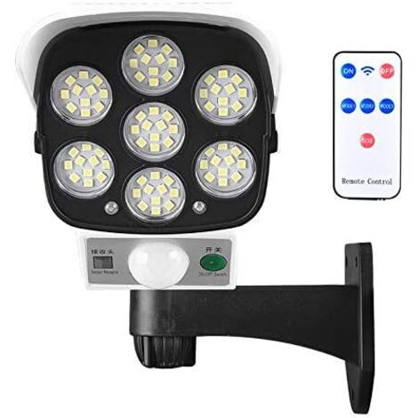 Lampe solaire　Lampe solaire d'extérieur avec détecteur de mouvement sans fil et caméra de sécurité factice IP66 étanche 77 LED lampe murale spot pour cour, jardin, terrasse, garage, allée-RAPANDA (1/5)