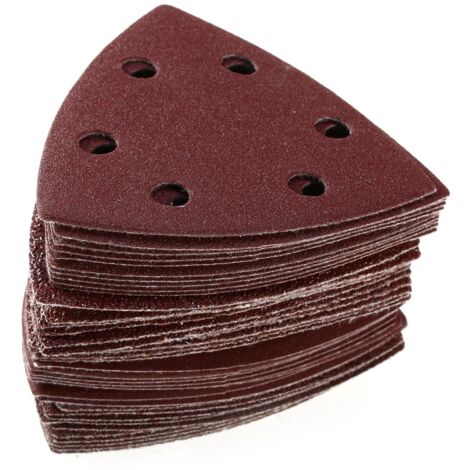 Disque abrasif de ponceuse 100PCS Triangle Disques à poncer Papier abrasif 6 Trou Grit 40/60/80/120/240-RAPANDA
