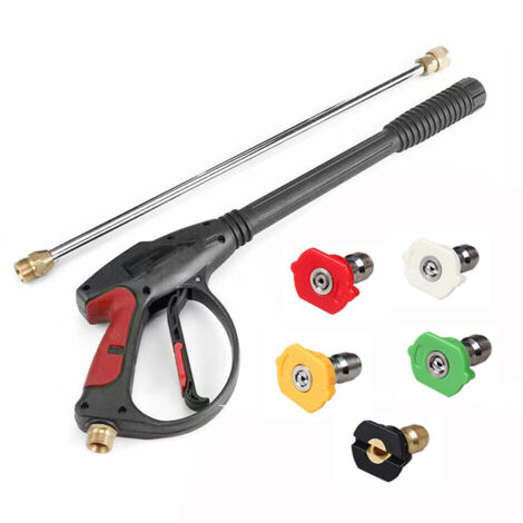 Tonchean – Pistolet nettoyeur haute pression avec lance et 5 buses en laiton – Pression 4000 psi – Raccord 22 mm pour tuyaux d'arrosage (1/5)