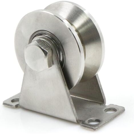 Roues en Acier avec Rainure en V, Poulie de Levage, Poulies pour Cordes en Acier, Poulie Inox Poulie, Roulette à Rainure en V, Diamètre de la Poulie 48mm, Capacité de Poids 150kg