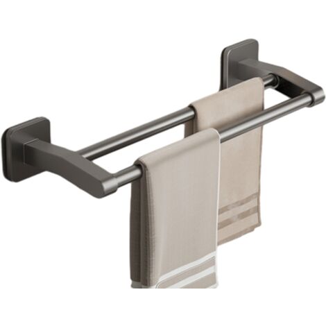 Cadre double Pas besoin de percer des trous Porte-Serviettes de Salle de Bain Anneau de Serviette Mural 40 cm,Gris pour support de couvercle de casserole de cuisine, espace ABS+aluminium - TONCHEAN