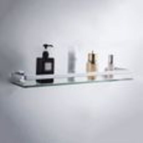 Étagère murale salle de bain 50 cm en verre trempé sans perçage – fixation aluminium anodisé, design épuré et sécurisé (1/4)
