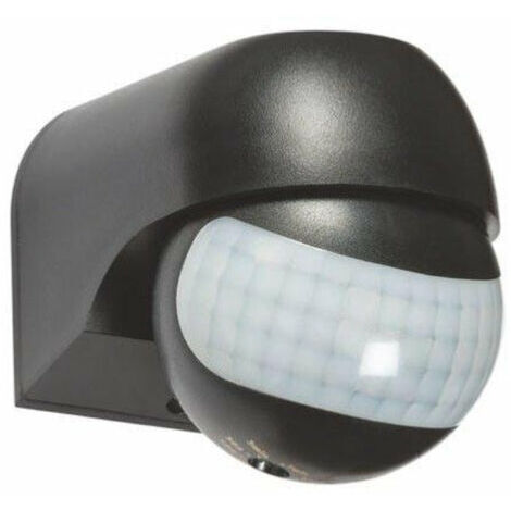 Optonica – Détecteur de mouvement étanche 180° IP54 noir – Capteur infrarouge jusqu'à 12m – Minuterie réglable 10s à 7min – Installation murale ou plafond