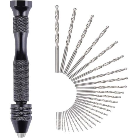 31 Pièces Perceuse à Main Twist Drill Bits Mini Perceuse à Main de Precision Aluminum Mandrin Sans Clé 30 Foret Fraise Twist 0,3-3,0 mm Pour Bricolage Forage Avec Sac-RAPANDA (1/5)